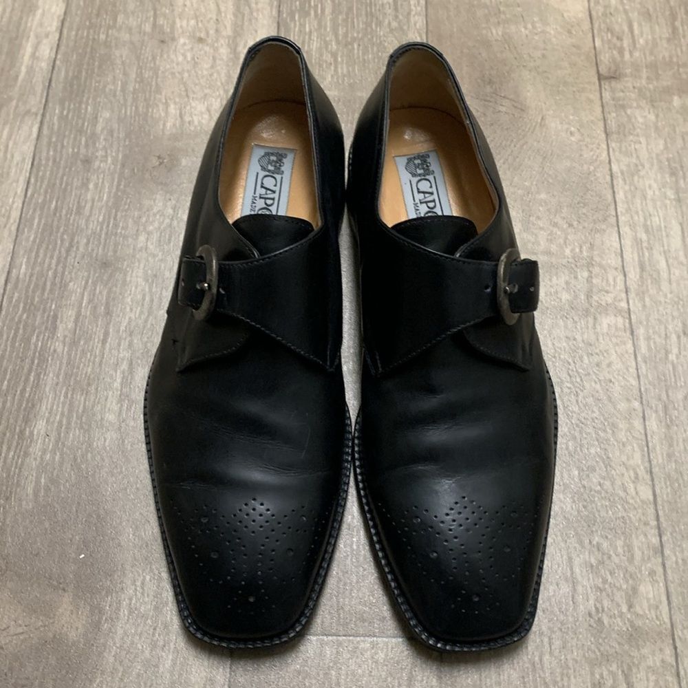 Mens Caporicci Alden Leather Strap Buckle Black‎ Dress Casual Shoes